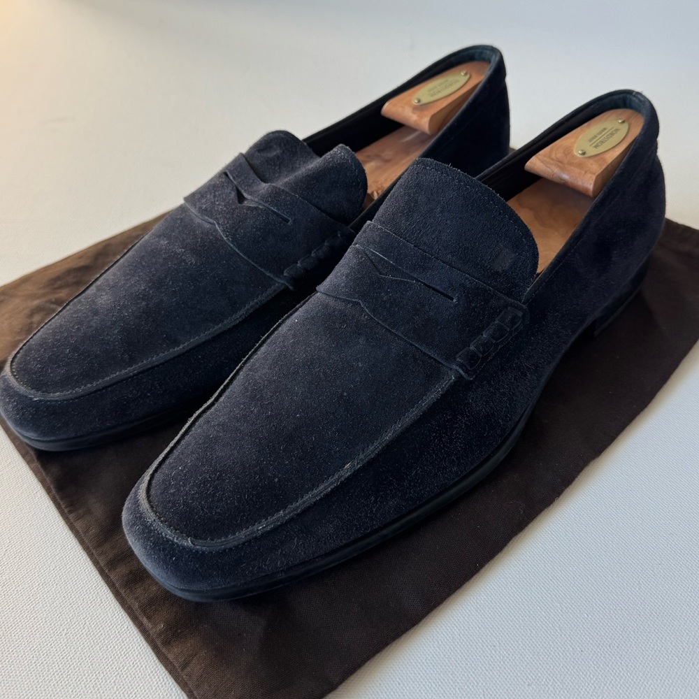 Tod's Navy Suede Loafers for Men
